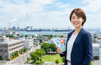 袖ケ浦市周辺の田園と遠景の湾岸工業地帯
