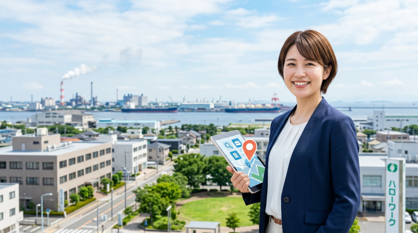 袖ケ浦市周辺の田園と遠景の湾岸工業地帯